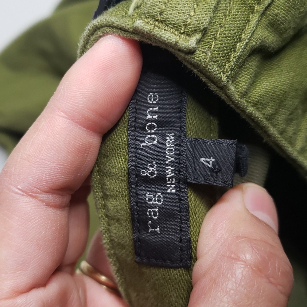 Rag & Bone 100% Cotton Valli Cargo Army Green Utility Pants Pockets Size 4 Retro - Picture 10 of 16